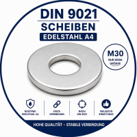 DIN 9021 Unterlegscheiben Edelstahl A4 Größe M30