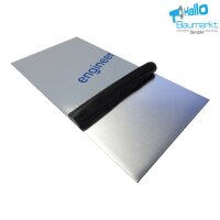 Edelstahl 1.4301 einseitig gebürstet und foliert, Stärke 0,5mm, Zuschnitt  300mm x 200mm