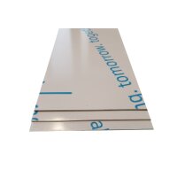 Edelstahl 1.4301 einseitig gebürstet und foliert, Stärke 1,0mm, Zuschnitt  100mm x 100mm