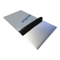 Edelstahl 1.4301 einseitig gebürstet und foliert, Stärke 2,0mm, Zuschnitt  100mm x 100mm