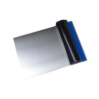 Edelstahl 1.4301 einseitig gebürstet und foliert, Stärke 2,0mm, Zuschnitt  400mm x 150mm