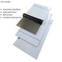 Aluminium, Materialstärke 3,0mm - einseitig foliert - Zuschnitt 250mm x 200mm