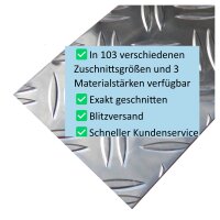 Riffelblech Alu Duett,  Stärke 2,5/4,0mm, Zuschnitt 300mm x 300mm