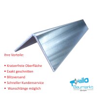 Aluminiumwinkel AL99,5, Stärke 0,8mm, Länge 250mm, Schenkel-Innenmaße  20mm x 10mm