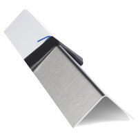 Edelstahlwinkel 2-seitig gebürstet und foliert, Stärke 1,0mm, Länge 500mm, Schenkel-Innenmaße 50mm x 20mm