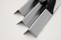 Edelstahlwinkel 2-seitig gebürstet und foliert, Stärke 1,0mm, Länge 500mm, Schenkel-Innenmaße 50mm x 20mm