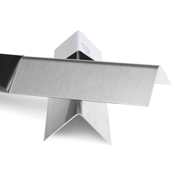 Edelstahlwinkel 2-seitig gebürstet und foliert, Stärke 1,0mm, Länge 750mm, Schenkel-Innenmaße 50mm x 20mm