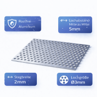 Aluminium Lochblech RV3-5, Materialstärke 1,5mm