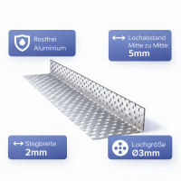 Lochblechblechwinkel Alu RV3-5 Materialstärke 1,5mm